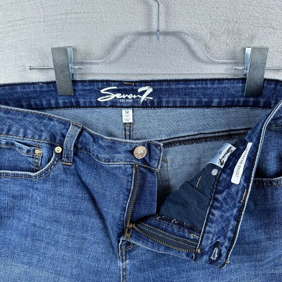 Seven 7 1964 Weekend Denim Shorts Raw Hem Mid Rise Womens Blue Size 12 - Picture 3 of 10